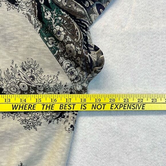 FREE PEOPLE T-Shirt Women’s XS Multicolor Paisley Floral Short Sleeve Boho Top - Picture 7 of 11